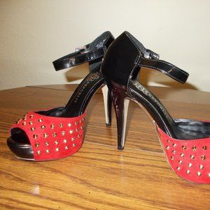 Rock Republic red studded platform heels size 6.5